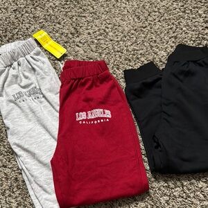 SHEIN Kids Los Angeles Joggers - Red, Gray, Black